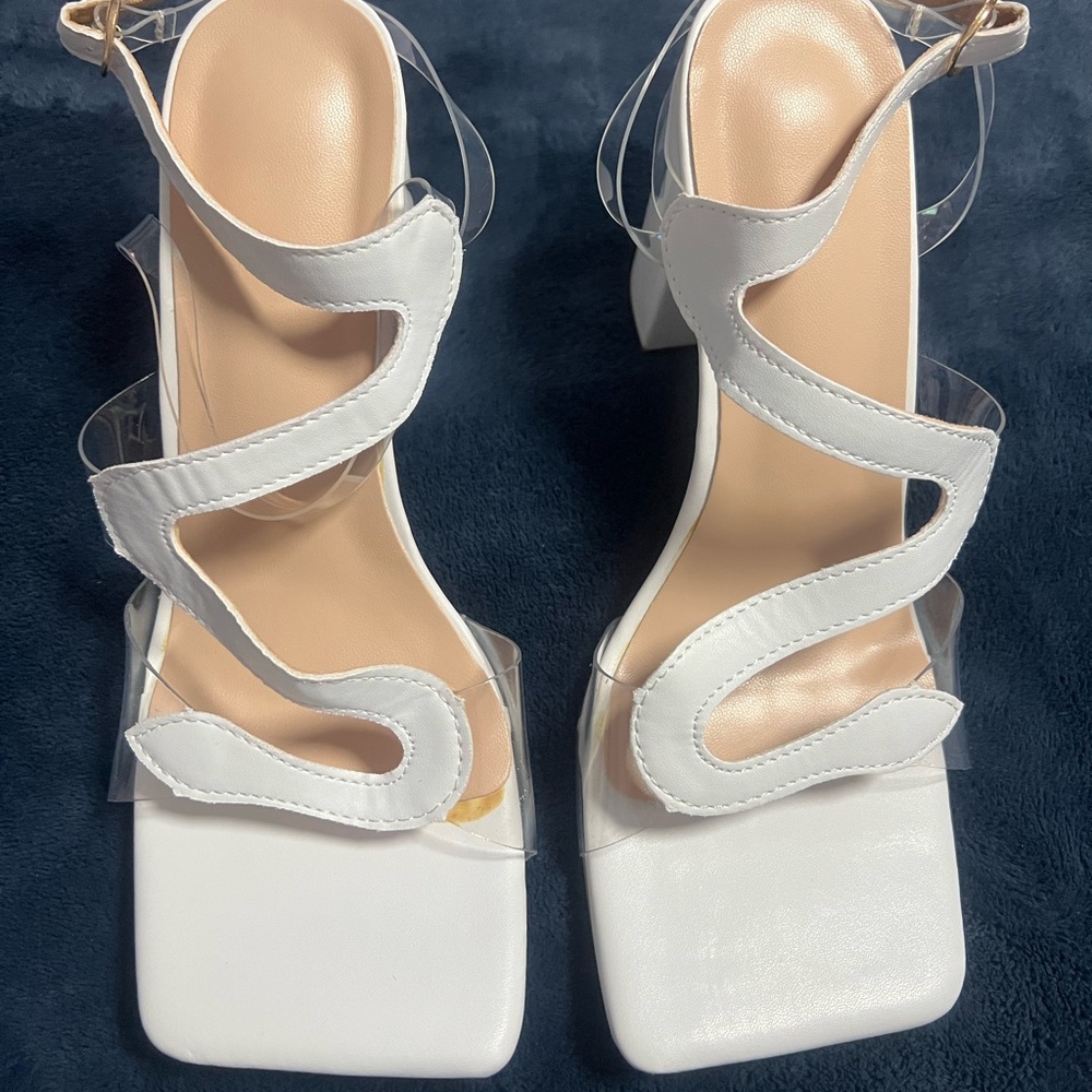 Elegant White Strappy Women's Heels